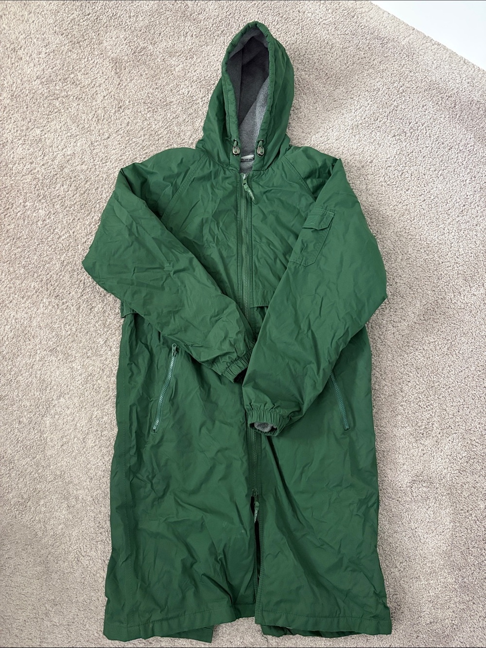 Kids Green Hooded Swim parka - Zip Front